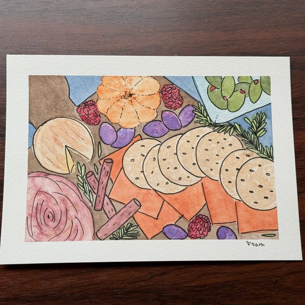 Art Watercolor and Ink Charcuterie Handmade